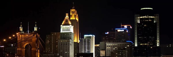 Cincinnati: Cincinnati Panoramic Skyline Cityscape (Night) by Unknown Artist