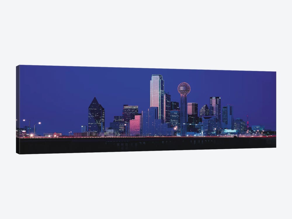 Dallas Panoramic Skyline Cityscape (Night) by Unknown Artist 1-piece Canvas Art
