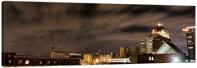 Greensboro Panoramic Skyline Cityscape (Night) Canvas Art Print - Night Sky Art