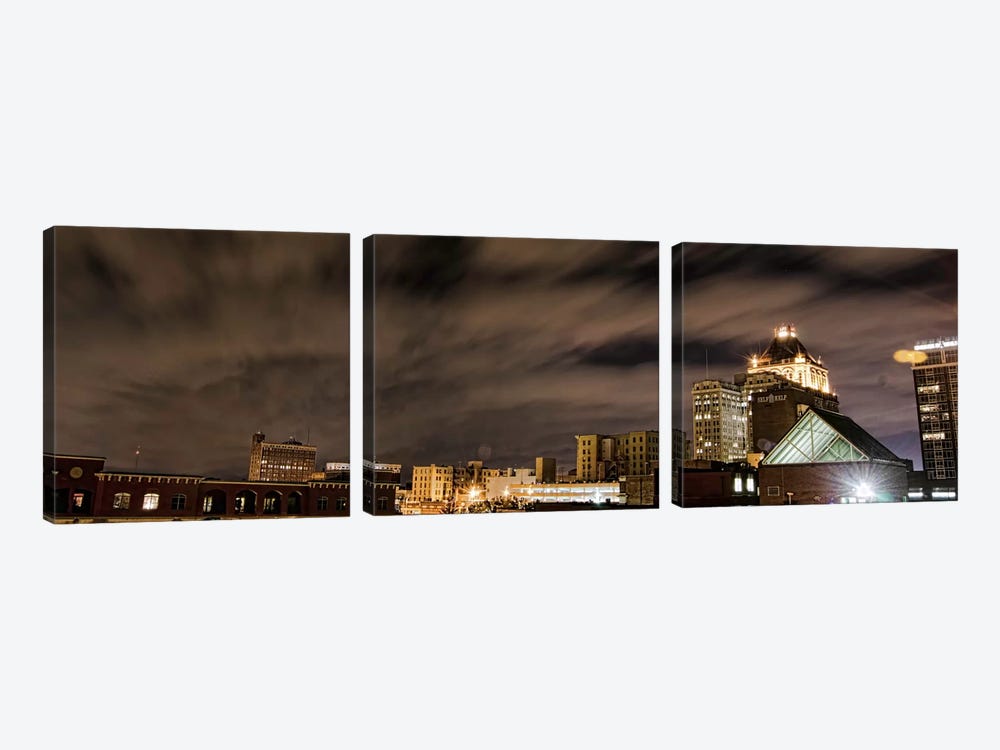 Greensboro Panoramic Skyline Cityscape (Night) 3-piece Art Print