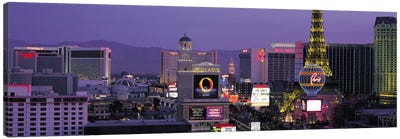 Las Vegas Panoramic Skyline Cityscape (Night) Canvas Art Print - Las Vegas Skylines