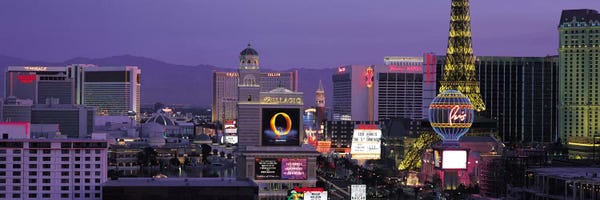 Las Vegas Skylines: Las Vegas Panoramic Skyline Cityscape (Night) by Unknown Artist
