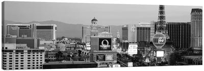 Las Vegas Panoramic Skyline Cityscape (Black & White - Night) Canvas Art Print - Black & White Scenic
