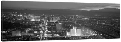 Las Vegas Panoramic Skyline Cityscape (Black & White - Night) Canvas Art Print - Unknown Artist