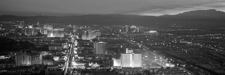 Las Vegas Panoramic Skyline Cityscape (Black & White - Night)