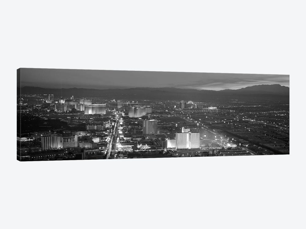 Las Vegas Panoramic Skyline Cityscape (Black & White - Night) by Unknown Artist 1-piece Canvas Wall Art