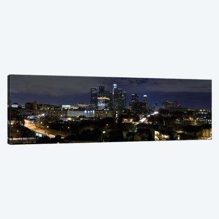 Los Angeles Panoramic Skyline Cityscape (Night) Canvas Print #6228} by Unknown Artist Canvas Art Print