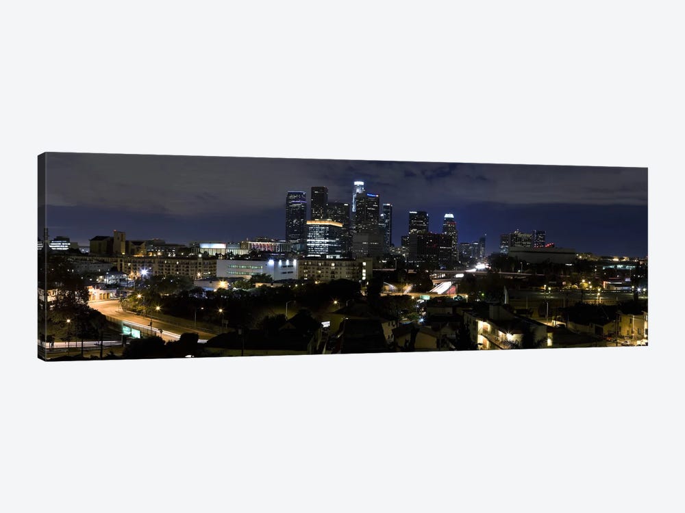Los Angeles Panoramic Skyline Cityscape (Night) by Unknown Artist 1-piece Canvas Print