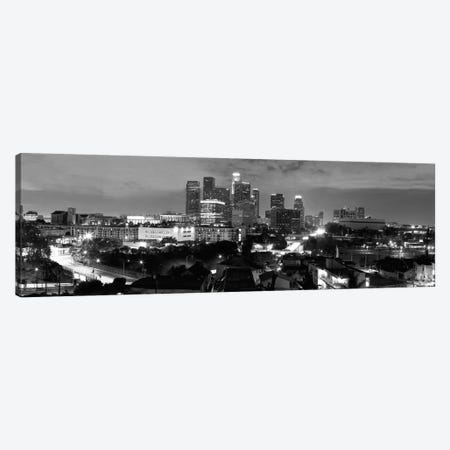 Los Angeles Panoramic Skyline Cityscape (Black & White - Night) Canvas Print #6229} by Unknown Artist Art Print
