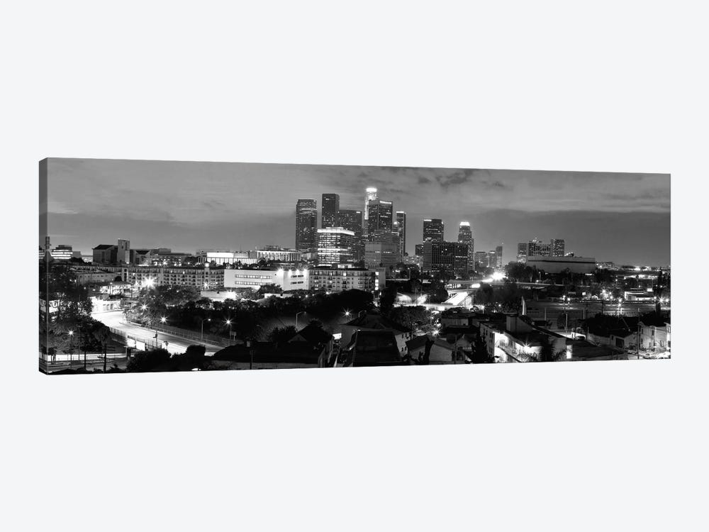 Los Angeles Panoramic Skyline Cityscape (Black & White - Night) by Unknown Artist 1-piece Canvas Wall Art