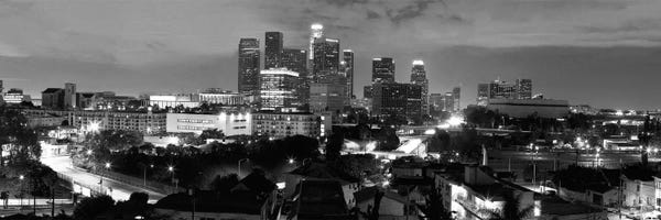 Los Angeles: Los Angeles Panoramic Skyline Cityscape (Black & White - Night) by Unknown Artist