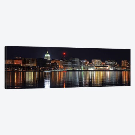 Madison Panoramic Skyline Cityscape (Night) Canvas Print #6230} by Unknown Artist Canvas Artwork