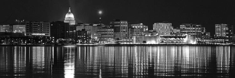 Madison Panoramic Skyline Cityscape (Black & White - Night)