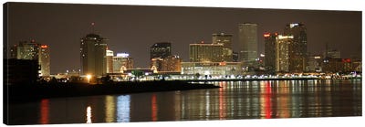 Nola Panoramic Skyline Cityscape (Night) Canvas Art Print - New Orleans Skylines