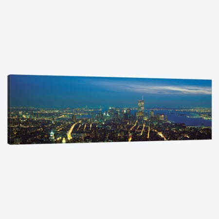 New York Panoramic Skyline Cityscape (Night) Canvas Print #6235} by Unknown Artist Canvas Art Print