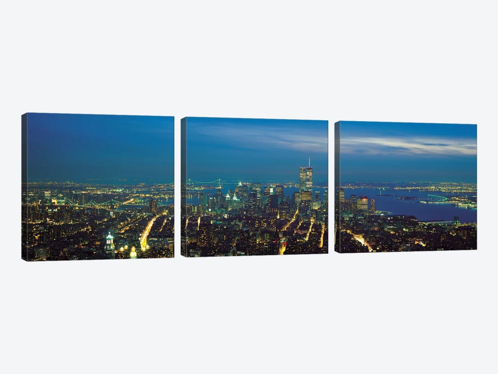 New York Panoramic Skyline Cityscape (Night) by Unknown Artist 3-piece Art Print