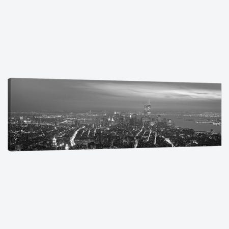 New York Panoramic Skyline Cityscape (Black & White - Night) Canvas Print #6236} by Unknown Artist Art Print