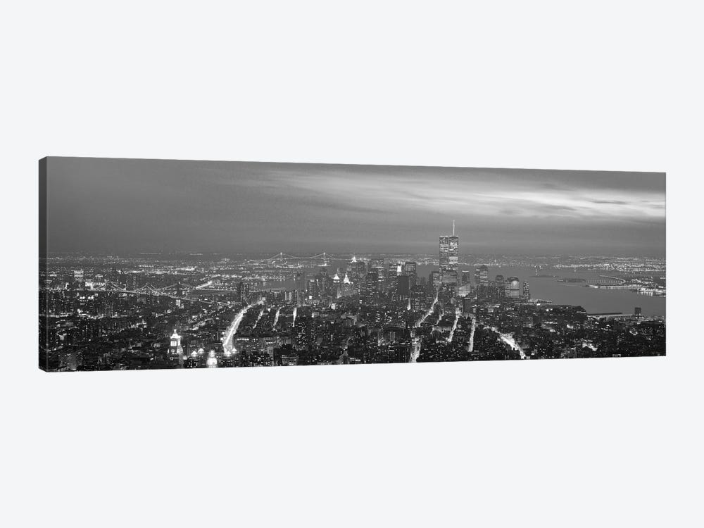 New York Panoramic Skyline Cityscape (Black & White - Night) by Unknown Artist 1-piece Canvas Artwork