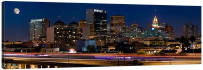 Oakland Panoramic Skyline Cityscape (Night) Canvas Art Print - Oakland