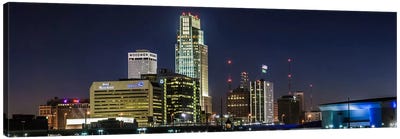 Omaha Panoramic Skyline Cityscape (Night) Canvas Art Print - Night Sky Art