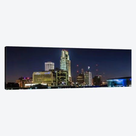 Omaha Panoramic Skyline Cityscape (Night) Canvas Print #6240} by Unknown Artist Art Print