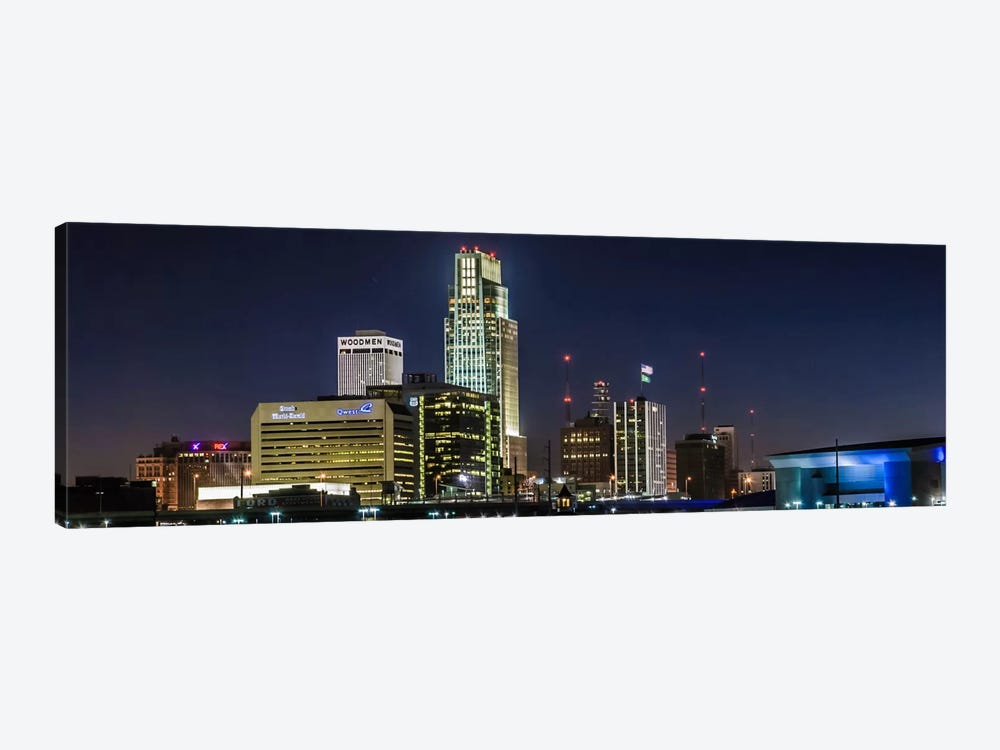 Omaha Panoramic Skyline Cityscape (Night) by Unknown Artist 1-piece Canvas Art Print