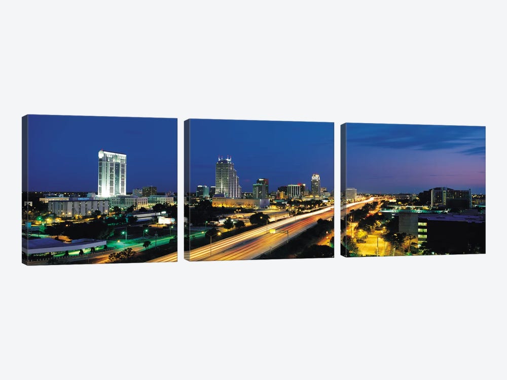 Orlando Panoramic Skyline Cityscape (Night) 3-piece Canvas Artwork