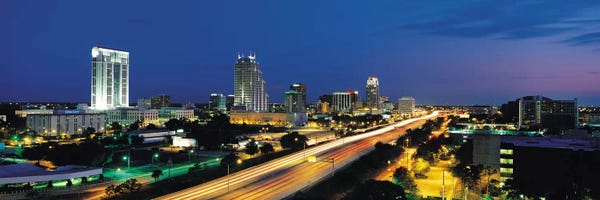 Orlando: Orlando Panoramic Skyline Cityscape (Night) by Unknown Artist