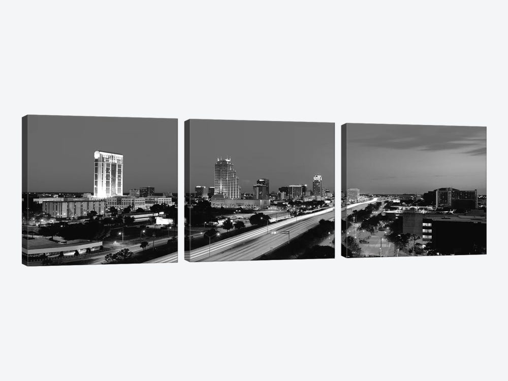 Orlando Panoramic Skyline Cityscape (Black & White - Night) by Unknown Artist 3-piece Art Print