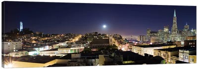 San Francisco Panoramic Skyline Cityscape (Night) Canvas Art Print - Night Sky Art