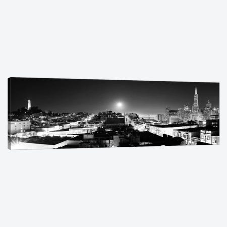 San Francisco Panoramic Skyline Cityscape (Black & White - Night) Canvas Print #6250} by Unknown Artist Canvas Art