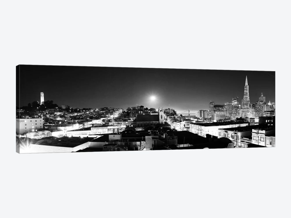 San Francisco Panoramic Skyline Cityscape (Black & White - Night) by Unknown Artist 1-piece Canvas Art