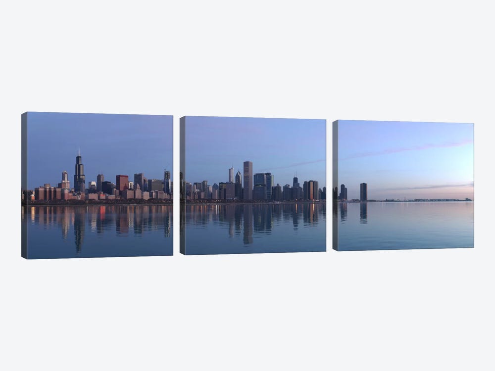 Chicago Panoramic Skyline Cityscape (Sunrise) by Unknown Artist 3-piece Art Print