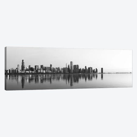 Chicago Panoramic Skyline Cityscape (Black & White - Sunrise) Canvas Print #6254} by Unknown Artist Canvas Art Print