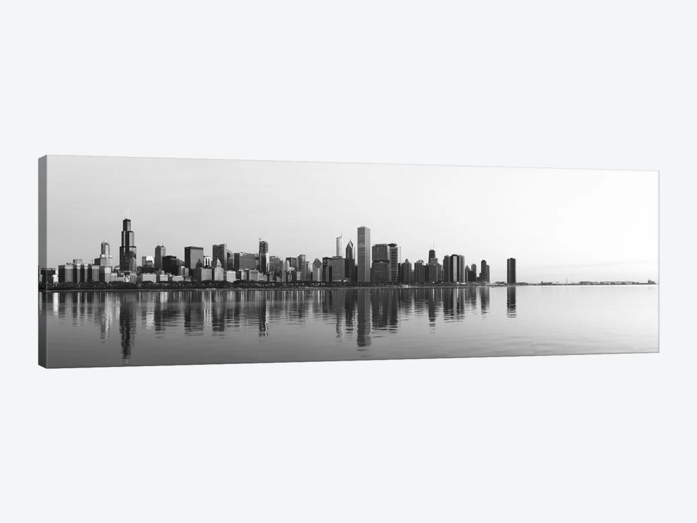 Chicago Panoramic Skyline Cityscape (Black & White - Sunrise) by Unknown Artist 1-piece Canvas Artwork