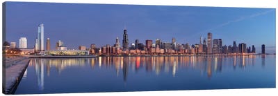Chicago Panoramic Skyline Cityscape (Sunset) Canvas Art Print - Sky Art