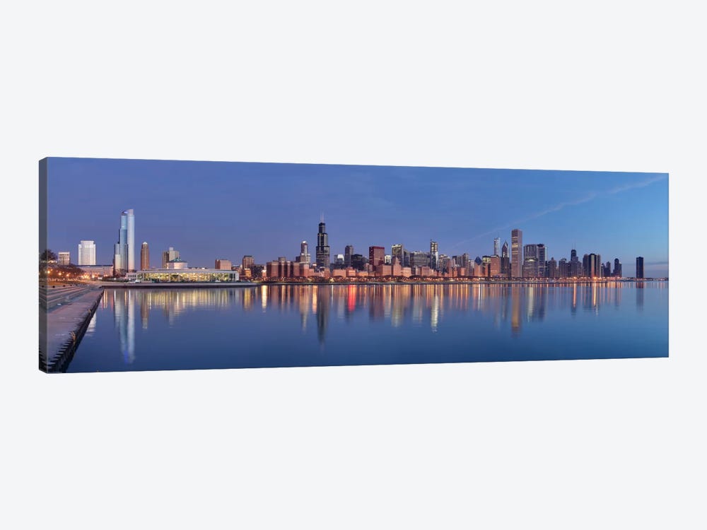 Chicago Panoramic Skyline Cityscape (Sunset) by Unknown Artist 1-piece Canvas Art Print