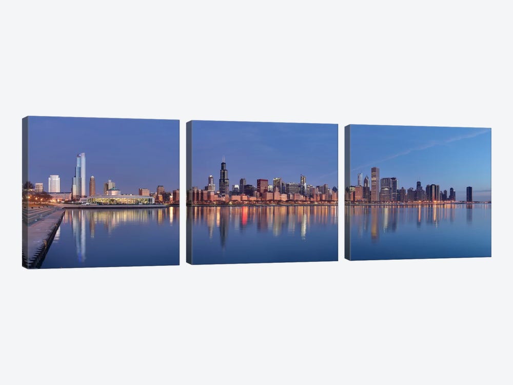 Chicago Panoramic Skyline Cityscape (Sunset) by Unknown Artist 3-piece Canvas Art Print