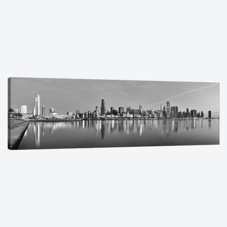 Chicago Panoramic Skyline Cityscape (Black & White - Sunset) Canvas Print #6263} by Unknown Artist Canvas Print