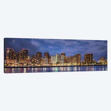 Honolulu Panoramic Skyline Cityscape (Sunset) Canvas Print #6267} by Unknown Artist Canvas Wall Art