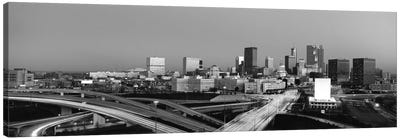 Atlanta Panoramic Skyline Cityscape (Black & White - Sunset) Canvas Art Print - Black & White Cityscapes