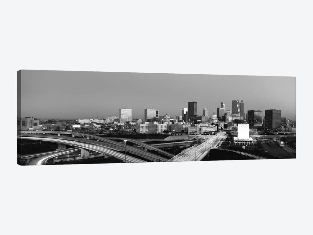 Atlanta Panoramic Skyline Cityscape (Black & White - Sunset) 1-piece Canvas Print