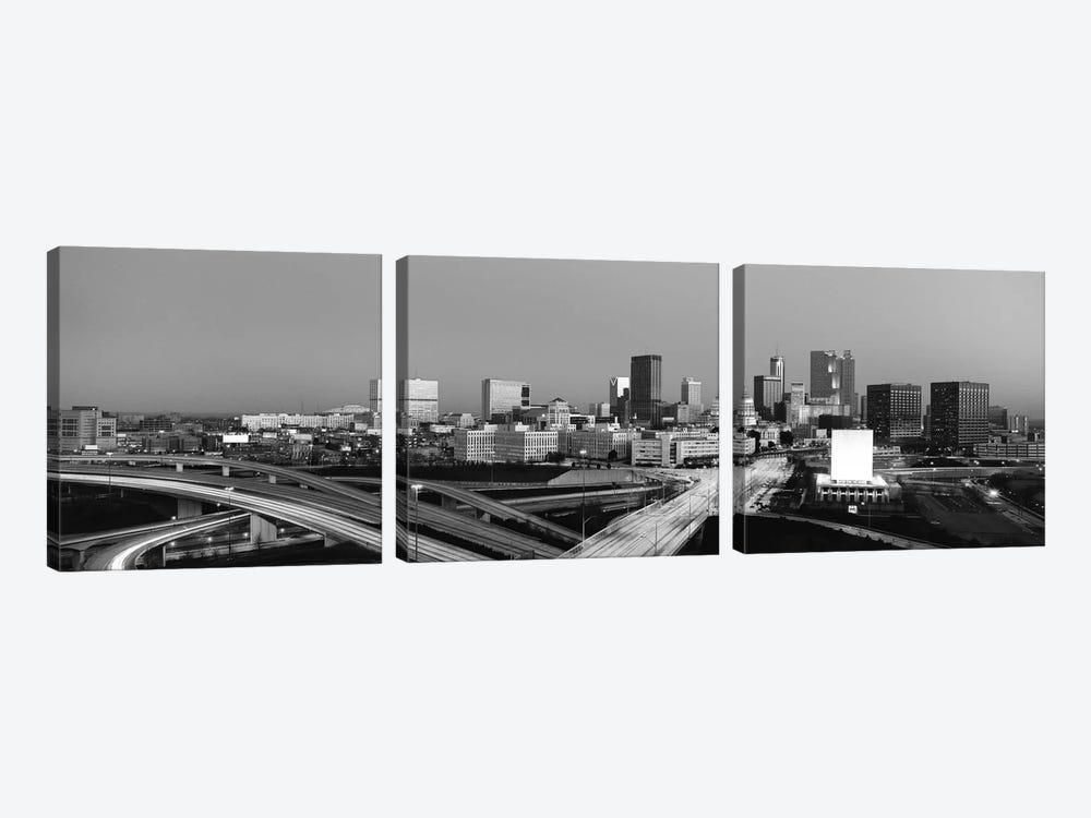 Atlanta Panoramic Skyline Cityscape (Black & White - Sunset) 3-piece Art Print