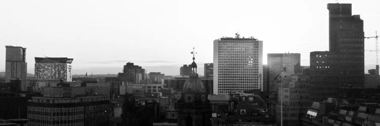 Birmingham Panoramic Skyline Cityscape (Black & White - Sunset)