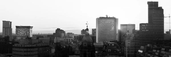 Birmingham Black & White Sunset Panoramic Skyline Cityscape