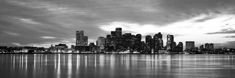 Boston Panoramic Skyline Cityscape (Black & White - Sunset)