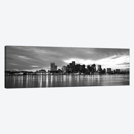 Boston Panoramic Skyline Cityscape (Black & White - Sunset) Canvas Print #6274} by Unknown Artist Canvas Art Print