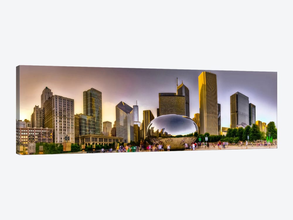 Chicago Panoramic Skyline Cityscape (Sunset) by Unknown Artist 1-piece Art Print