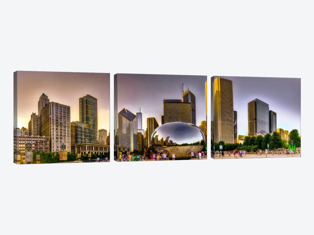Chicago Panoramic Skyline Cityscape (Sunset) by Unknown Artist 3-piece Art Print