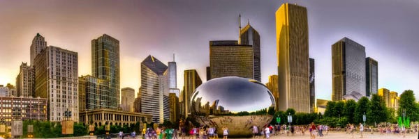 Sculptures & Statues: Chicago Panoramic Skyline Cityscape (Sunset) by Unknown Artist
